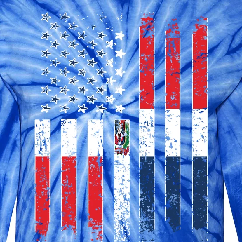 Proud Dominican American Flag Dominican Republic Usa Meaningful Gift Tie-Dye Long Sleeve Shirt