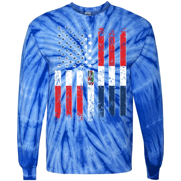 Proud Dominican American Flag Dominican Republic Usa Meaningful Gift Tie-Dye Long Sleeve Shirt