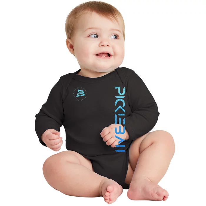 Pickleball Distressed Blue Gradient Casual Design Baby Long Sleeve Bodysuit