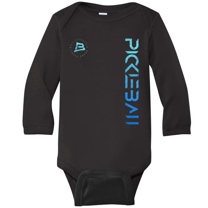 Pickleball Distressed Blue Gradient Casual Design Baby Long Sleeve Bodysuit