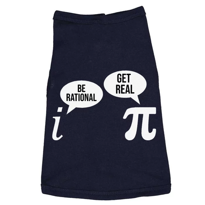 Pi Day Be Rational Get Real Funny Math Equation Teacher Nerd Doggie Tank