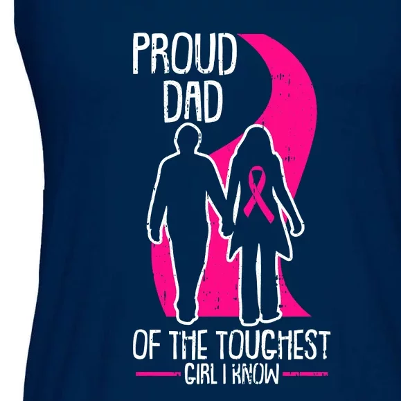 Proud Dad Breast Cancer Awareness Pink Ribbon Girl Warrior Ladies Essential Flowy Tank