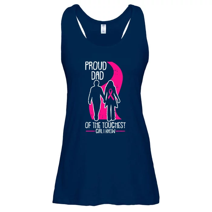 Proud Dad Breast Cancer Awareness Pink Ribbon Girl Warrior Ladies Essential Flowy Tank