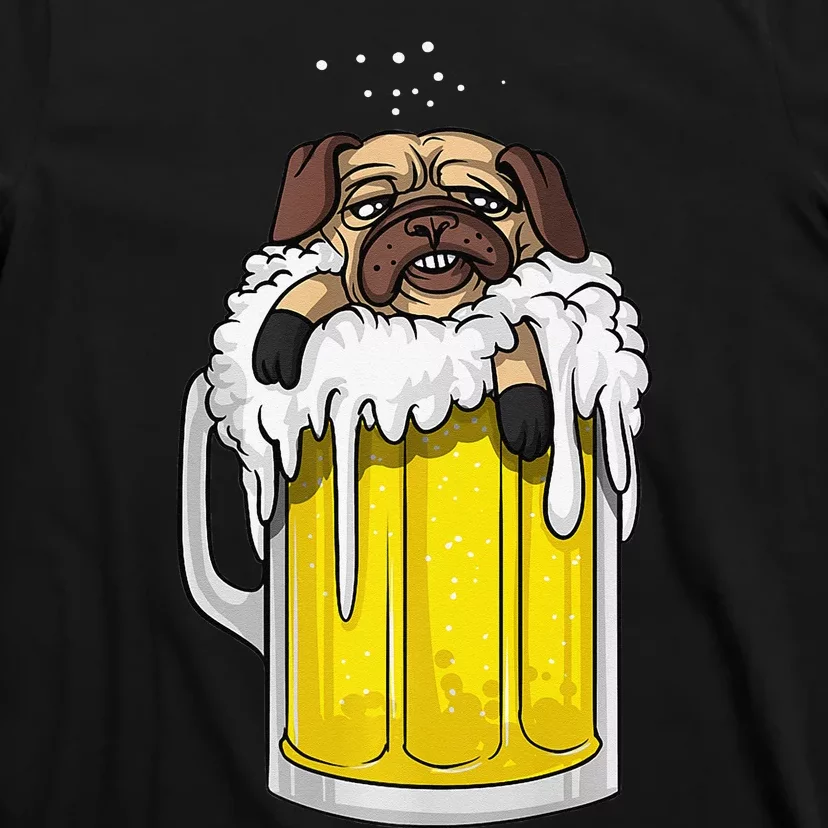 Pug Dog Beer Drinking Party Funny T-Shirt