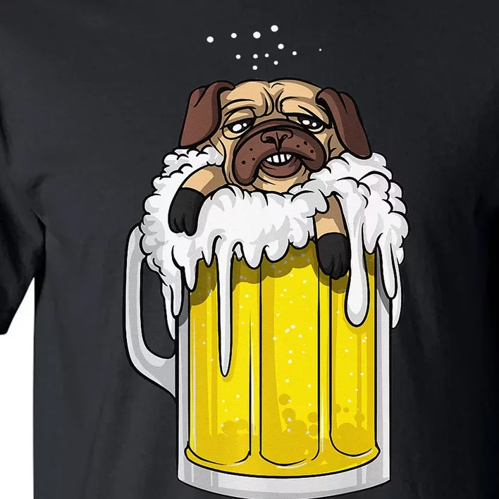 Pug Dog Beer Drinking Party Funny Tall T-Shirt