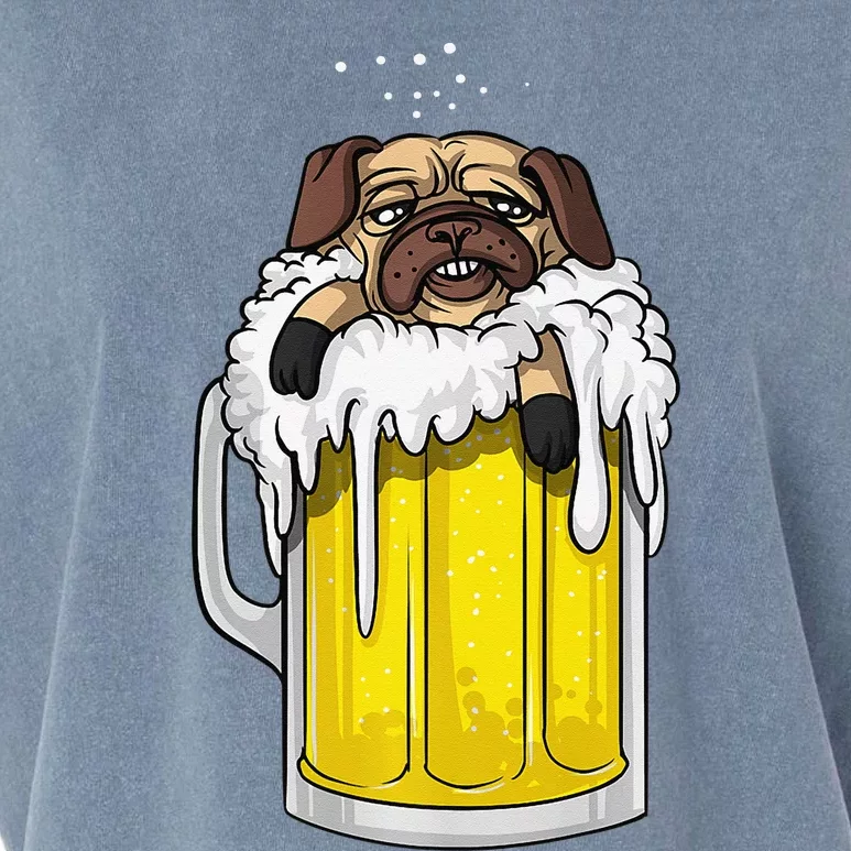 Pug Dog Beer Drinking Party Funny Garment-Dyed Women's Muscle Tee