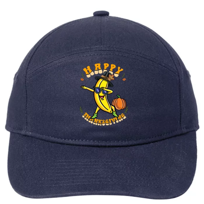 Pilgrim Dabbing Banana Happy Thanksgiving Gift 7-Panel Snapback Hat