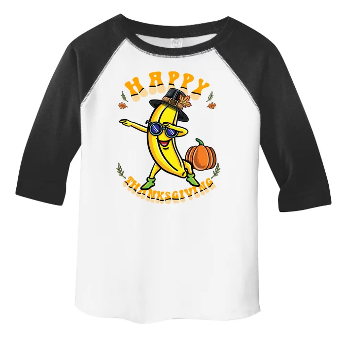 Pilgrim Dabbing Banana Happy Thanksgiving Gift Toddler Fine Jersey T-Shirt