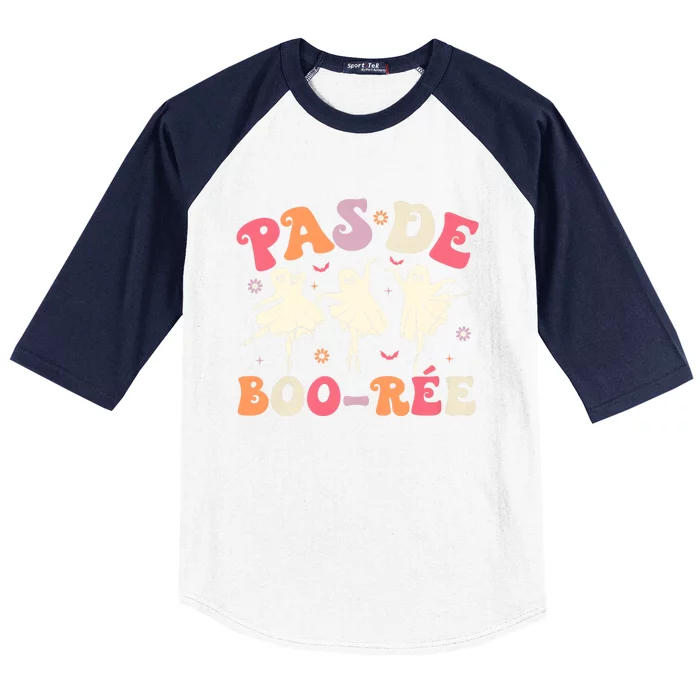 Pas De BooréE Cute Ballet Ghosts Dancing Teachers Halloween Baseball Sleeve Shirt