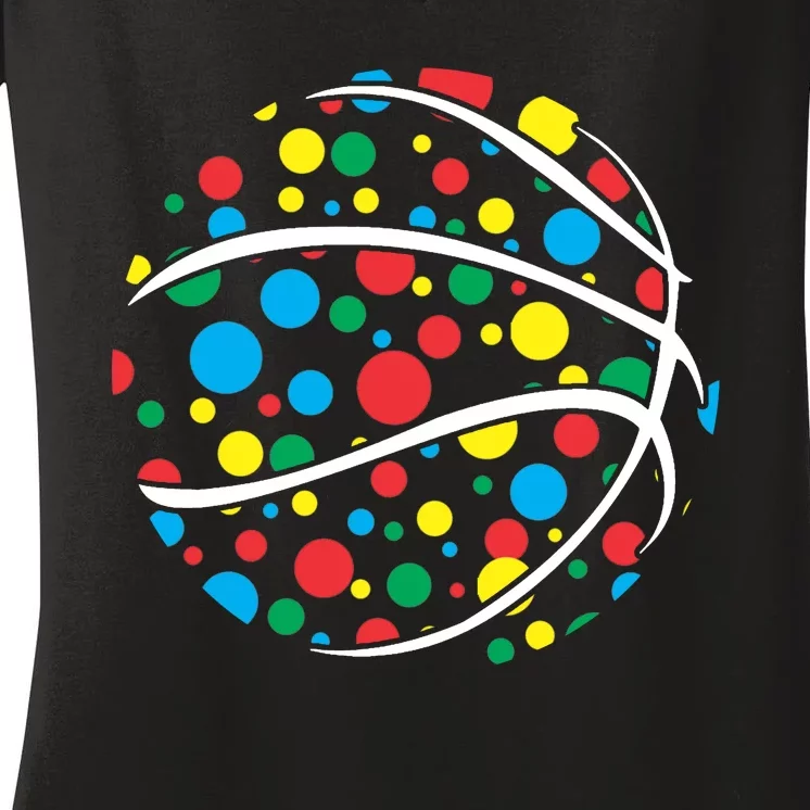 Polka Dots Basketball International Dot Day Women's V-Neck T-Shirt