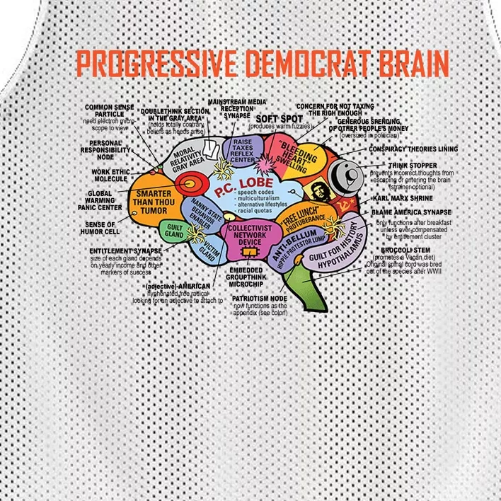 Progressive Democrat Brain Diagram Funny Mesh Reversible Basketball Jersey Tank