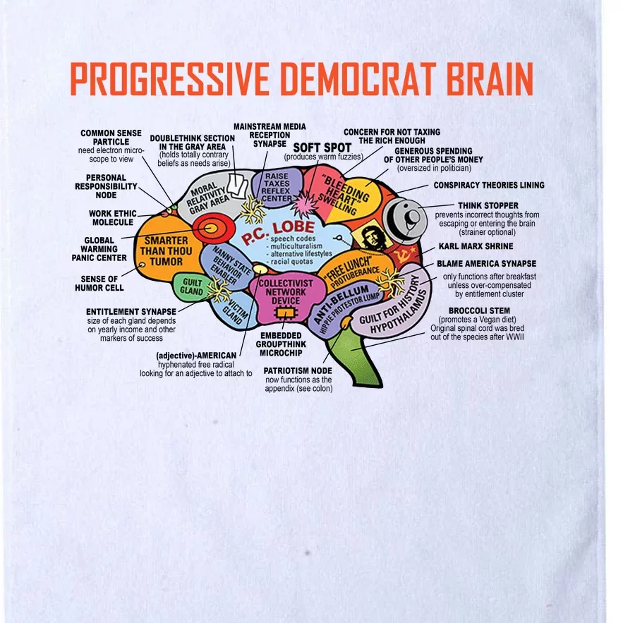 Progressive Democrat Brain Diagram Funny Platinum Collection Golf Towel