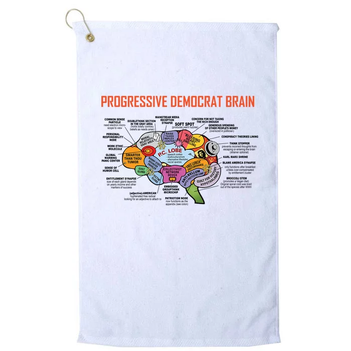 Progressive Democrat Brain Diagram Funny Platinum Collection Golf Towel