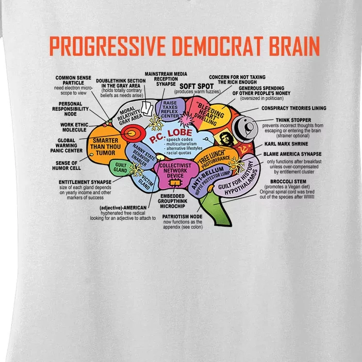 Progressive Democrat Brain Diagram Funny Women's V-Neck T-Shirt