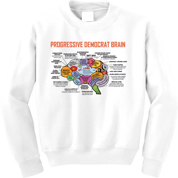 Progressive Democrat Brain Diagram Funny Kids Sweatshirt