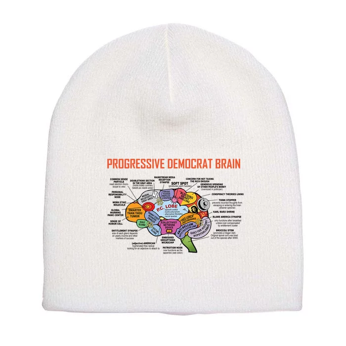 Progressive Democrat Brain Diagram Funny Short Acrylic Beanie