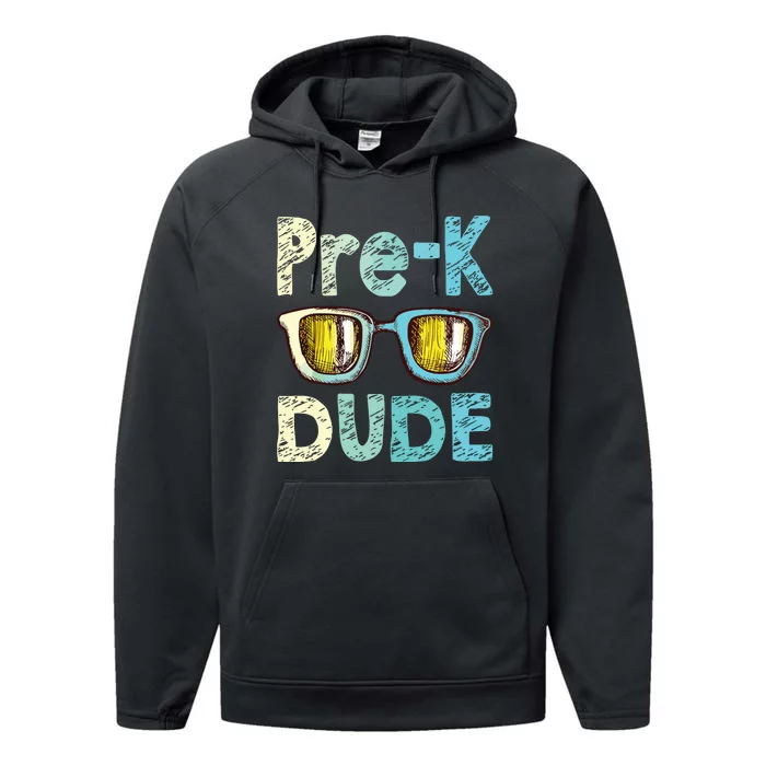 Prek Dude Back To School First Day Of Preschool Boy Performance Fleece Hoodie