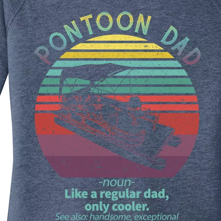 Pontoon Dad Boat Captain Funny Fathers Day Boating Gift Women's Perfect Tri Tunic Long Sleeve Shirt