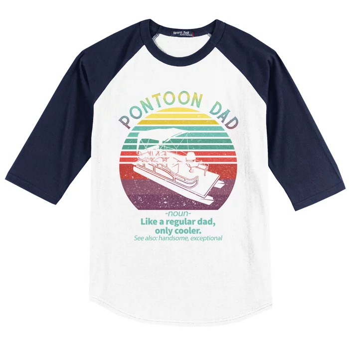 Pontoon Dad Boat Captain Funny Fathers Day Boating Gift Baseball Sleeve Shirt