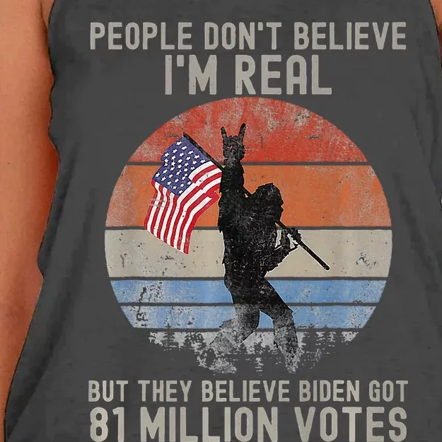 People DonT Believe IM Real But They Believe Biden Bigfoot Women's Knotted Racerback Tank