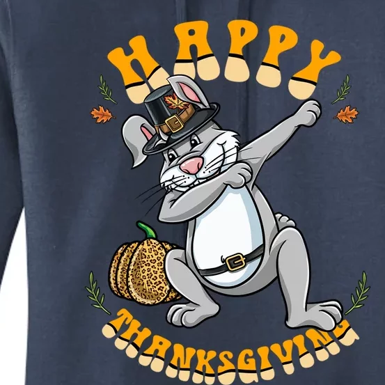 Pilgrim Dabbing Bunny Happy Thanksgiving Gift Women's Pullover Hoodie