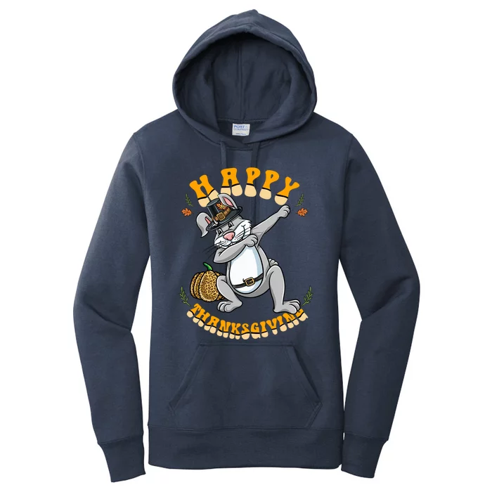 Pilgrim Dabbing Bunny Happy Thanksgiving Gift Women's Pullover Hoodie