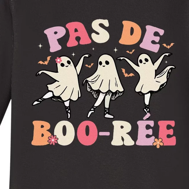 Pas De BooréE Ghost Ballet Dancer Halloween Dance Teacher Gift Baby Long Sleeve Bodysuit