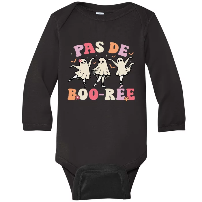 Pas De BooréE Ghost Ballet Dancer Halloween Dance Teacher Gift Baby Long Sleeve Bodysuit