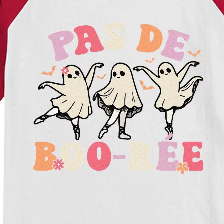 Pas De BooréE Ghost Ballet Dancer Halloween Dance Teacher Gift Kids Colorblock Raglan Jersey