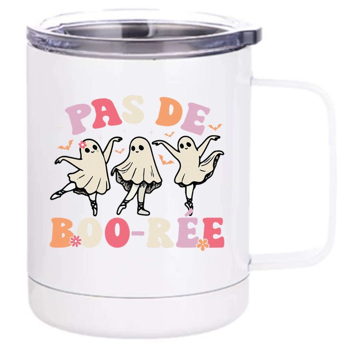 Pas De BooréE Ghost Ballet Dancer Halloween Dance Teacher Gift Front & Back 12oz Stainless Steel Tumbler Cup