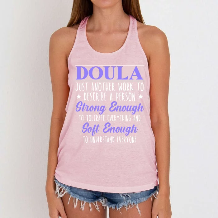 Proud Doula Birth Coach Companion Pregnancy Labor Job Cute Gift Women's Knotted Racerback Tank