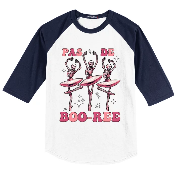 Pas De BooréE Funny Halloween Ballet Dancer Boo Re Skeleton Gift Baseball Sleeve Shirt