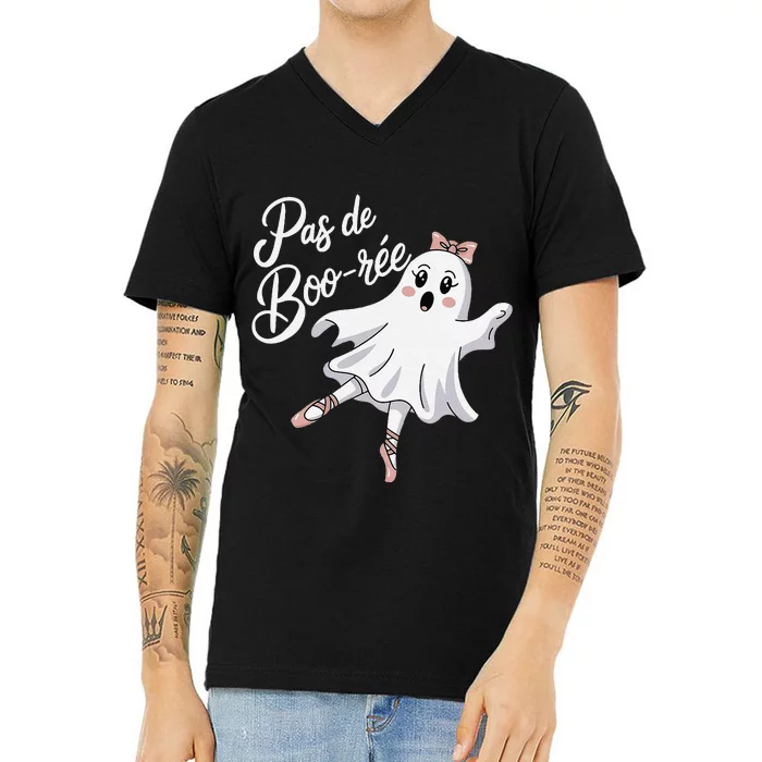 Pas De BooréE Funny Ballet Ghosts Halloween Dance V-Neck T-Shirt