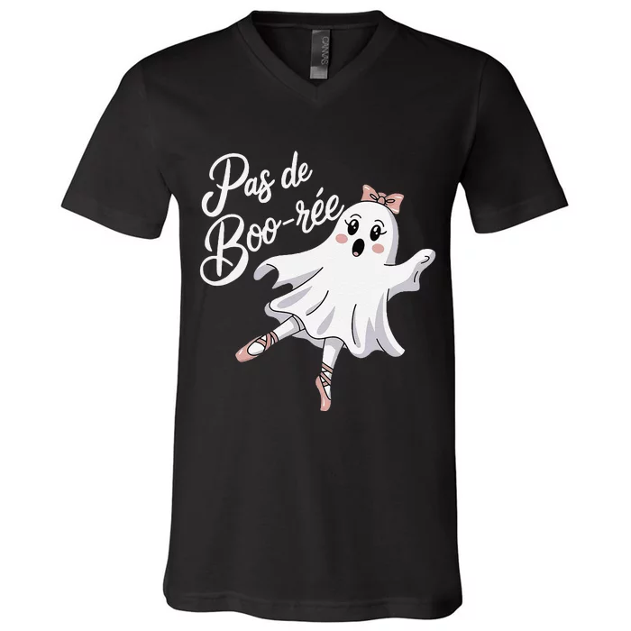 Pas De BooréE Funny Ballet Ghosts Halloween Dance V-Neck T-Shirt