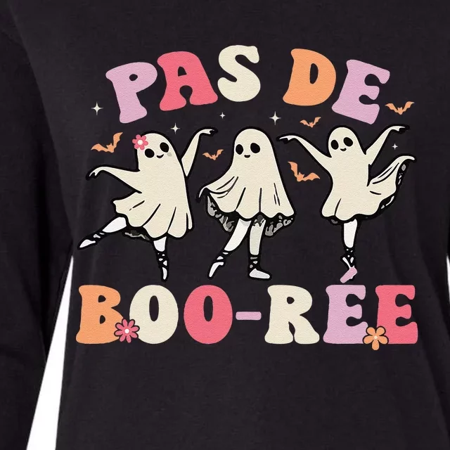 Pas De BooréE Ghost Ballet Dancer Halloween Dance Teacher Womens Cotton Relaxed Long Sleeve T-Shirt