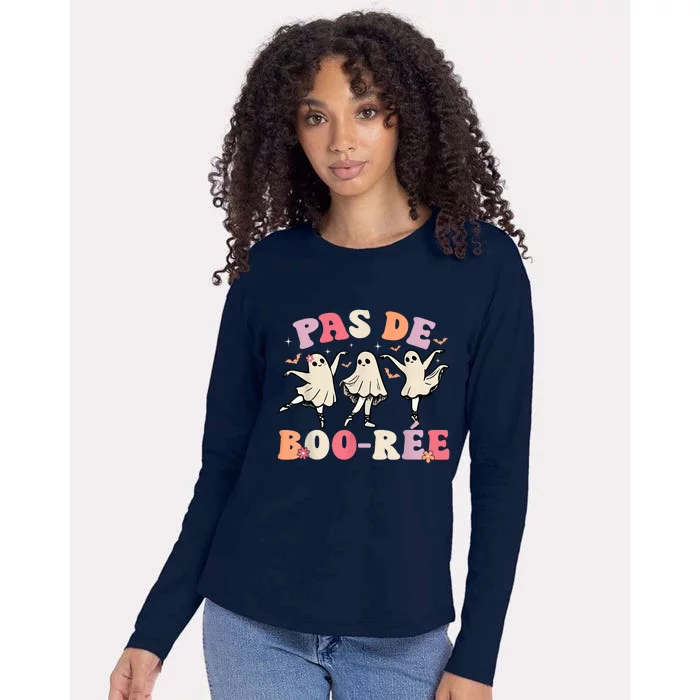 Pas De BooréE Ghost Ballet Dancer Halloween Dance Teacher Womens Cotton Relaxed Long Sleeve T-Shirt