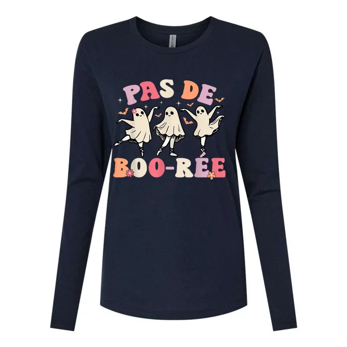 Pas De BooréE Ghost Ballet Dancer Halloween Dance Teacher Womens Cotton Relaxed Long Sleeve T-Shirt