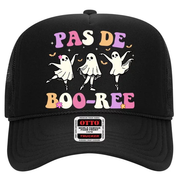 Pas De BooréE Ghost Ballet Dancer Halloween High Crown Mesh Trucker Hat