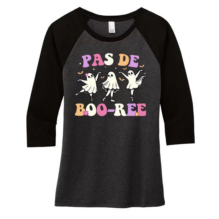 Pas De BooréE Ghost Ballet Dancer Halloween Women's Tri-Blend 3/4-Sleeve Raglan Shirt