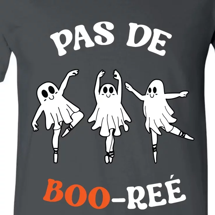 Pas De BooréE Ghost Ballet Dancer Halloween Dance Teacher V-Neck T-Shirt