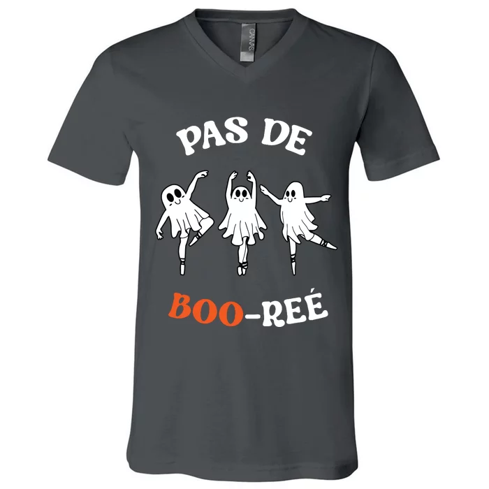 Pas De BooréE Ghost Ballet Dancer Halloween Dance Teacher V-Neck T-Shirt