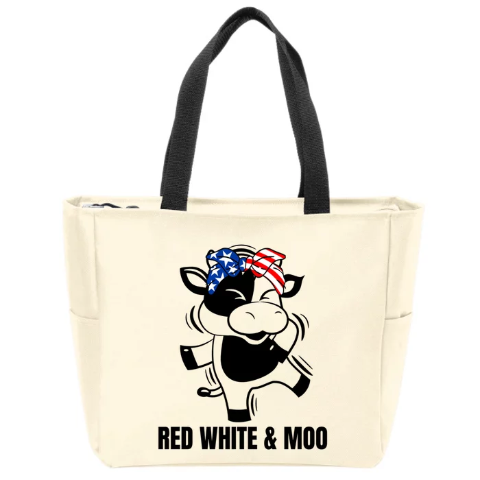 Patriotic Dabbing Cow Red White And Moo Cool Gift Zip Tote Bag