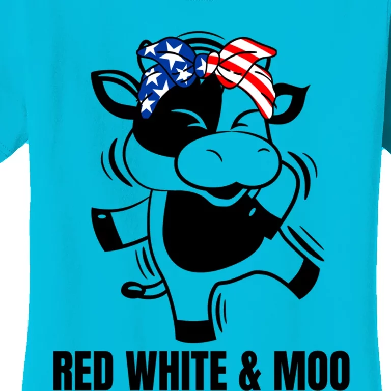 Patriotic Dabbing Cow Red White And Moo Cool Gift Women's T-Shirt