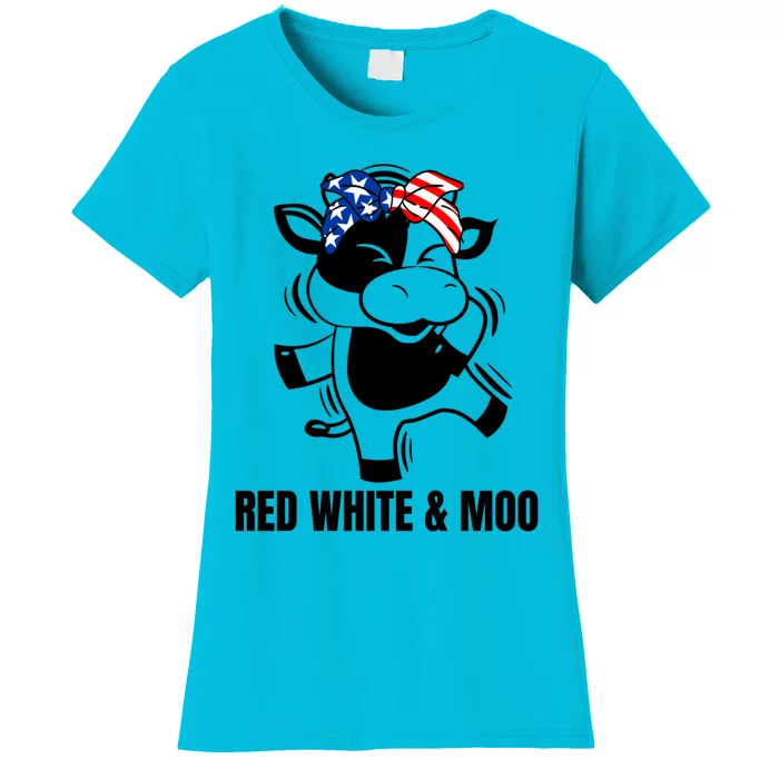 Patriotic Dabbing Cow Red White And Moo Cool Gift Women's T-Shirt