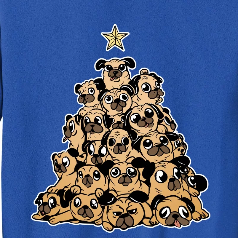 Pug Dogs Christmas Tree Santa Xmas Animals Lover Design Cute Gift Tall Sweatshirt