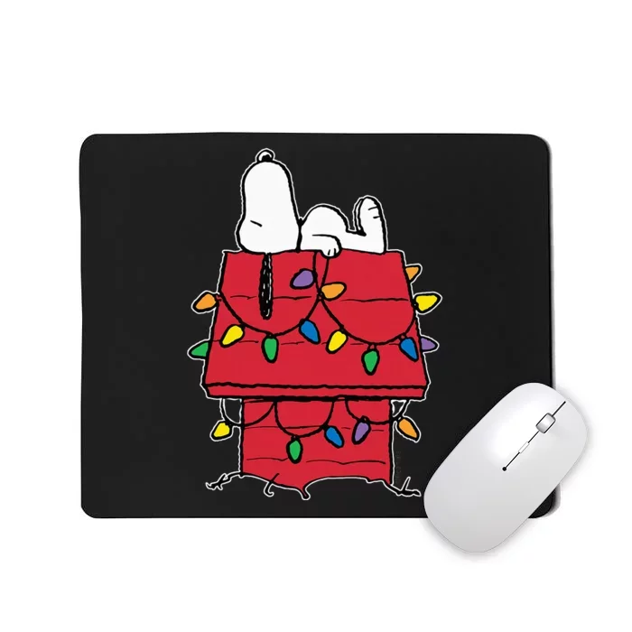 Peanuts Doghouse Christmas Lights Mousepad