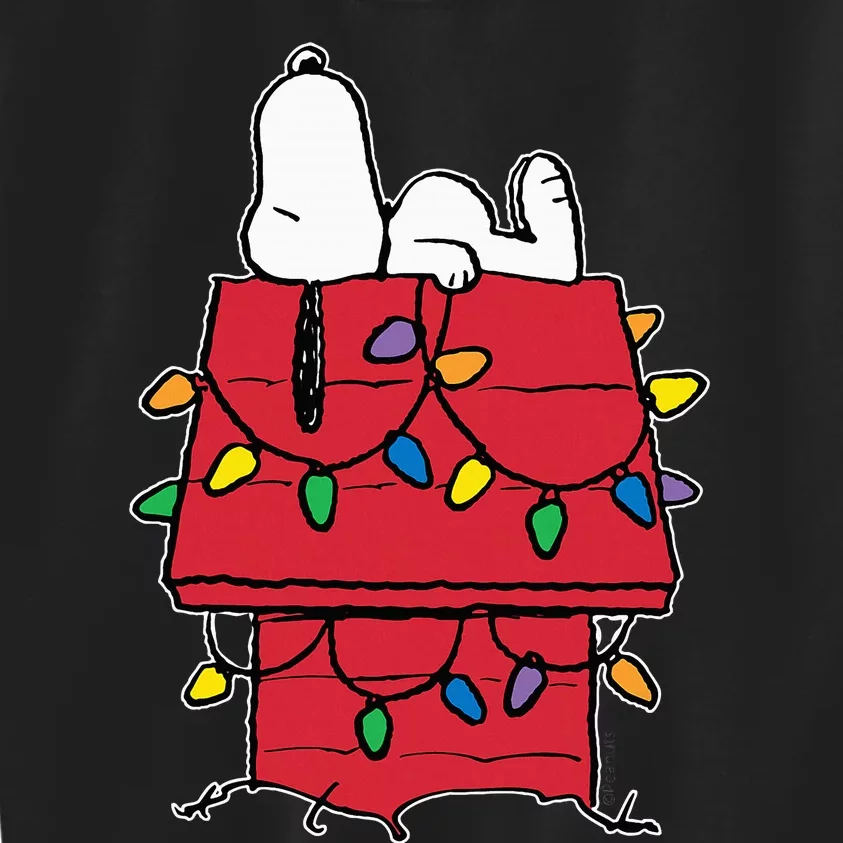 Peanuts Doghouse Christmas Lights Kids Sweatshirt