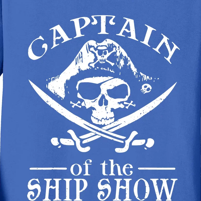 Pirate Design Captain Ship Show Boater Boating Captain Kids Long Sleeve Shirt