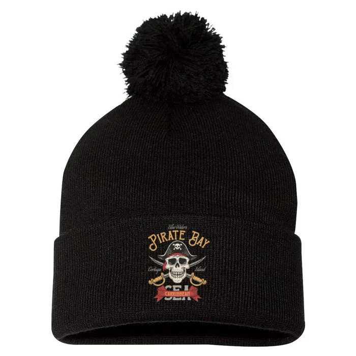 Pirate Day Caribbean Sea Pom Pom 12in Knit Beanie