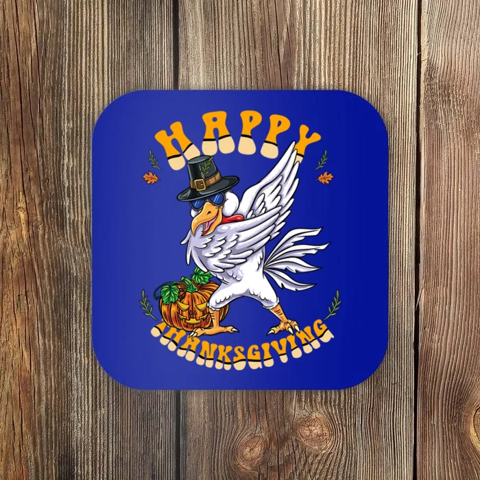 Pilgrim Dabbing Chicken Happy Thanksgiving Gift Coaster